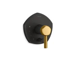 Rite-Temp® valve trim with push-button diverter and lever handle
