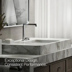 Rocker bathroom sink faucet handle