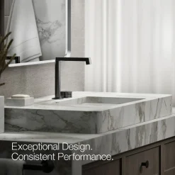 Rocker bathroom sink faucet handle