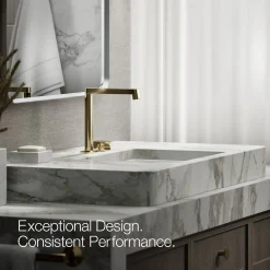 Rocker bathroom sink faucet handle