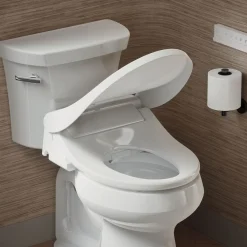 Round-front bidet toilet seat with remote control