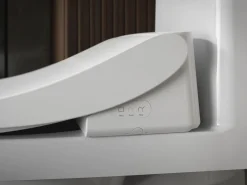 Round-front bidet toilet seat with remote control