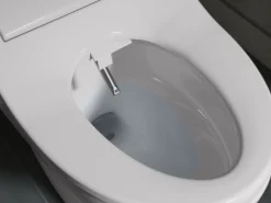 Round-front bidet toilet seat with remote control