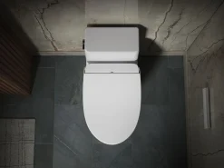 Round-front bidet toilet seat with remote control