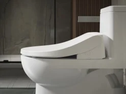 Round-front bidet toilet seat with remote control