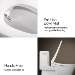 Round-front bidet toilet seat with remote control
