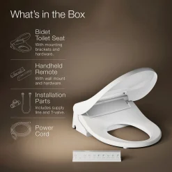 Round-front bidet toilet seat with remote control
