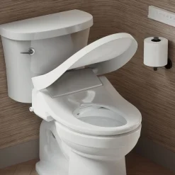 Round-front bidet toilet seat with remote control