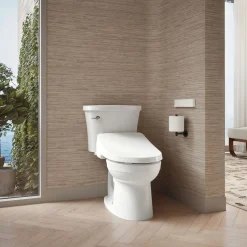 Round-front bidet toilet seat with remote control