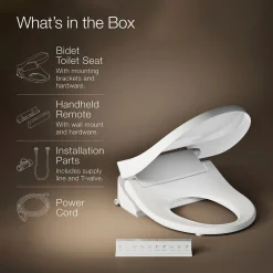 Round-front bidet toilet seat with remote control