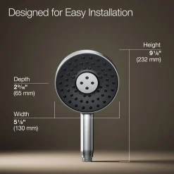 Round three-function handshower, 2.5 gpm