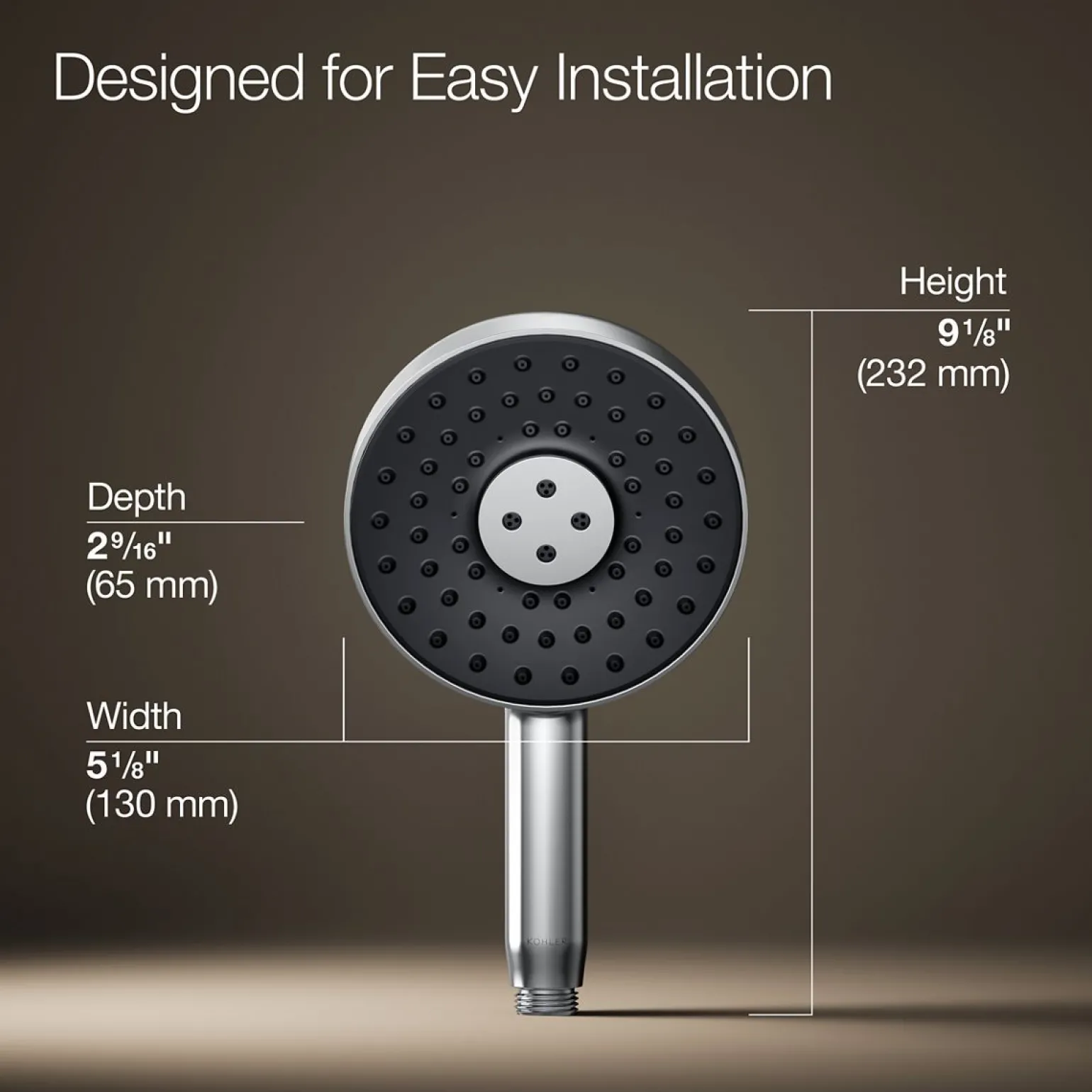 Round three-function handshower, 2.5 gpm