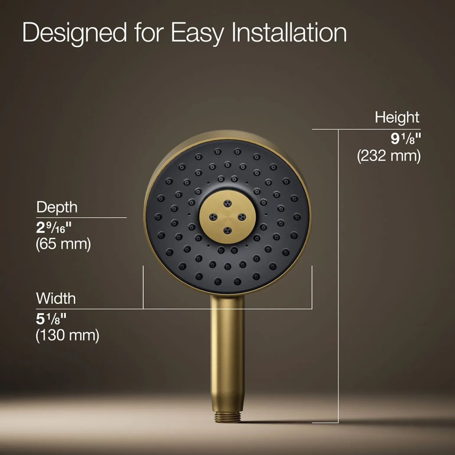 Round three-function handshower, 2.5 gpm