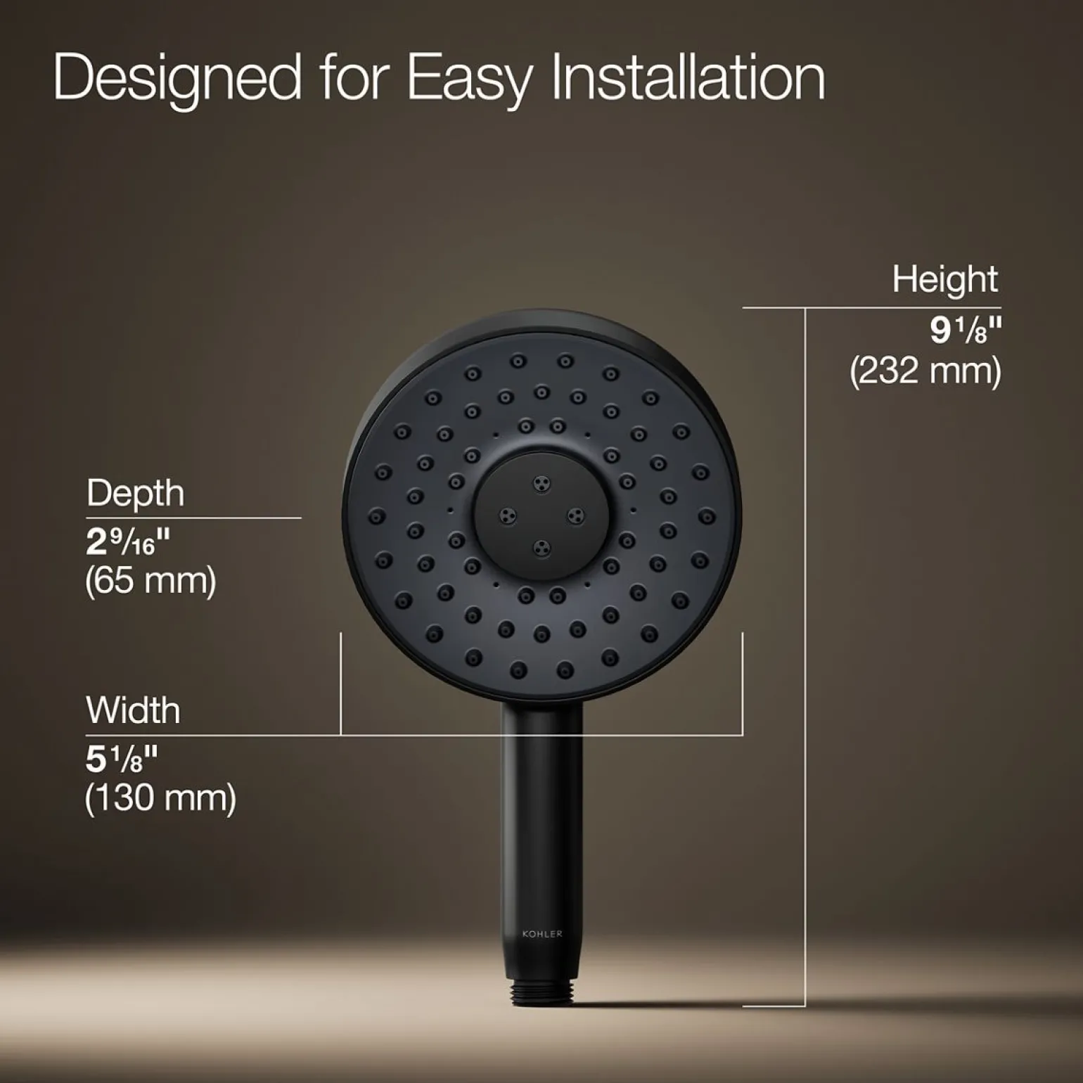 Round three-function handshower, 2.5 gpm