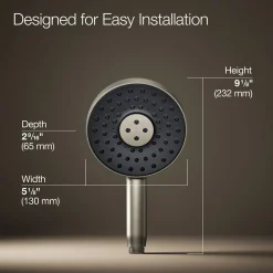 Round three-function handshower, 2.5 gpm