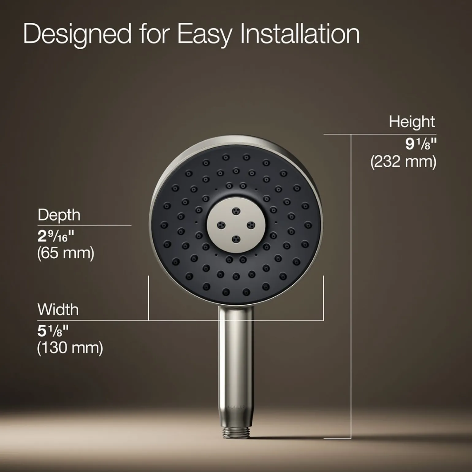 Round three-function handshower, 2.5 gpm