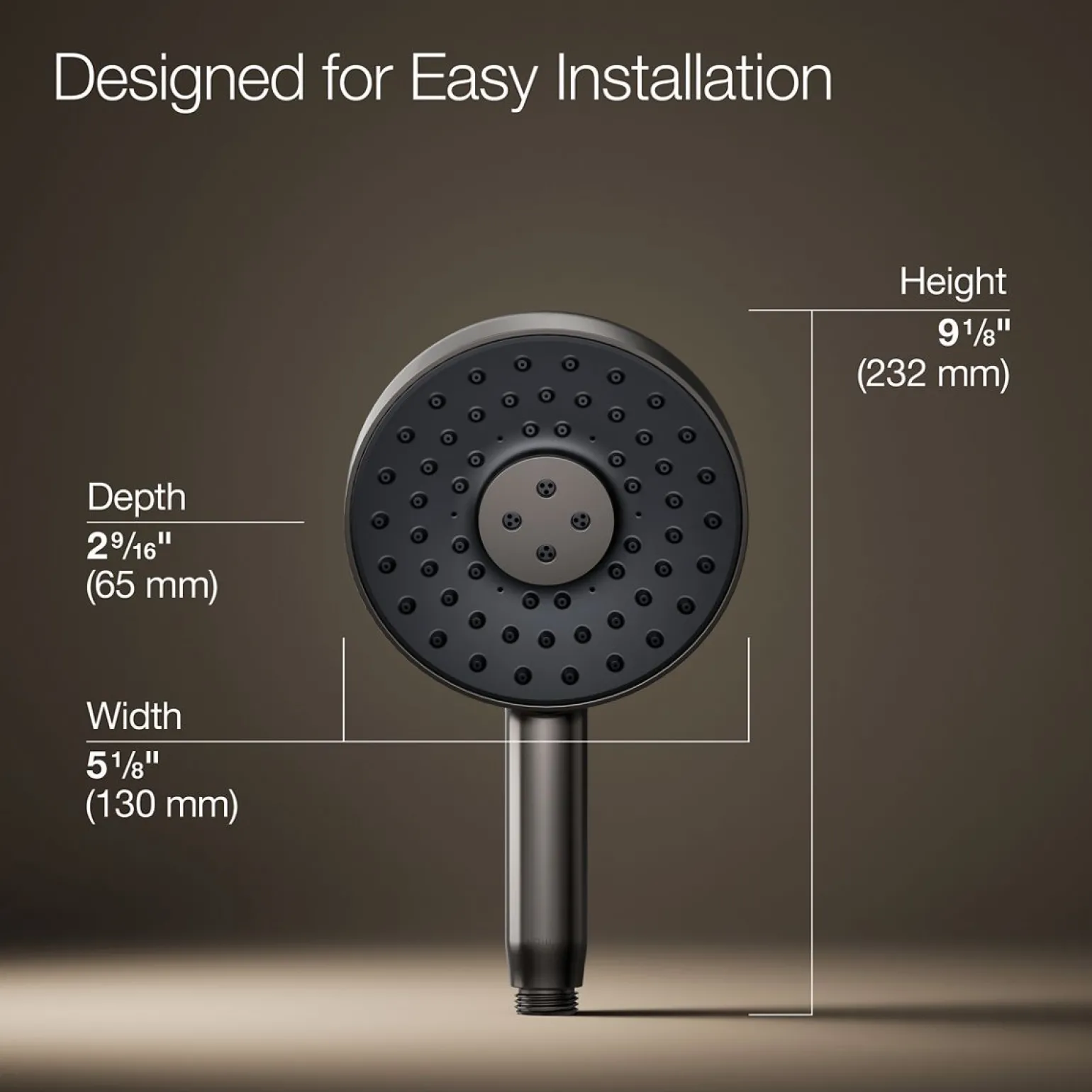 Round three-function handshower, 2.5 gpm