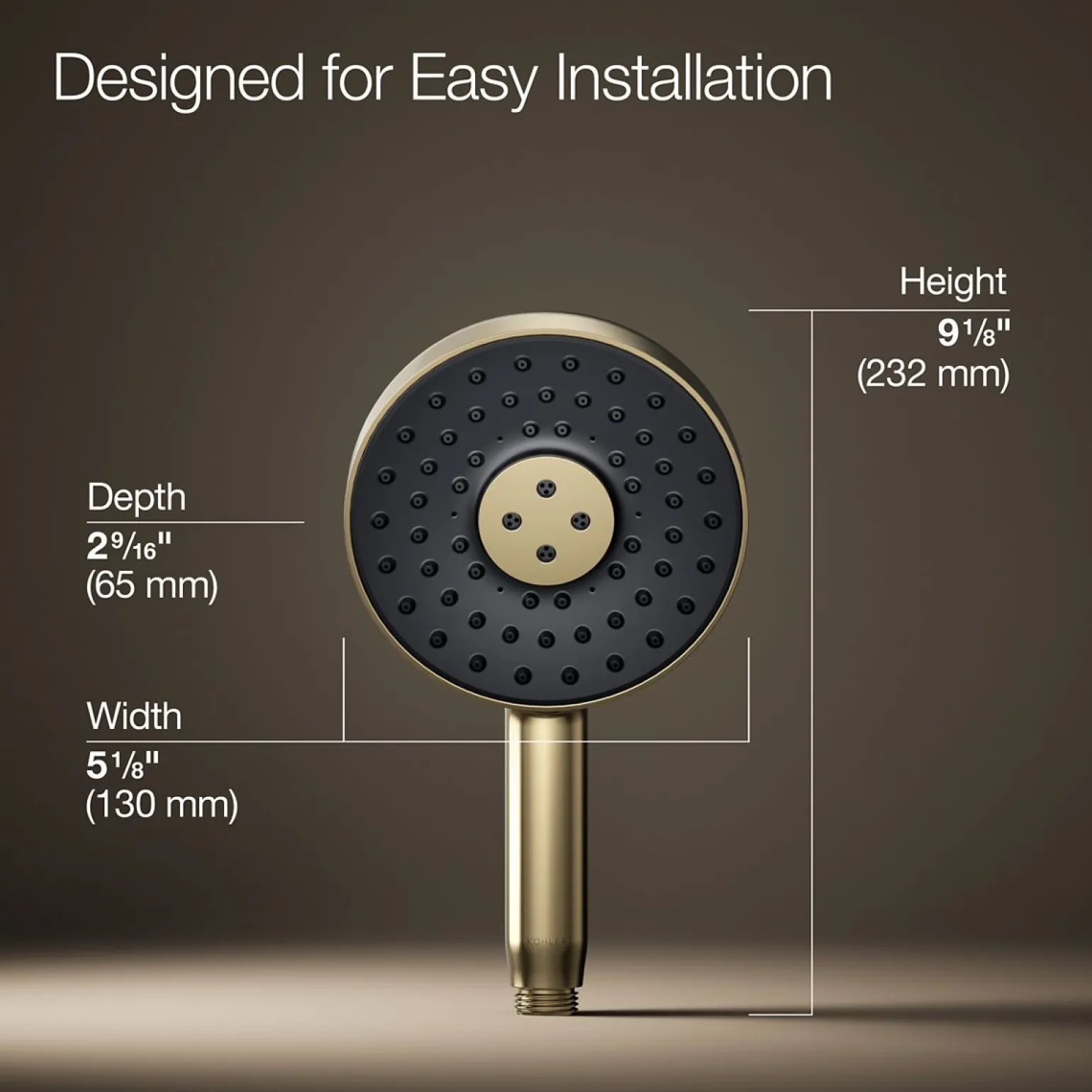 Round three-function handshower, 2.5 gpm