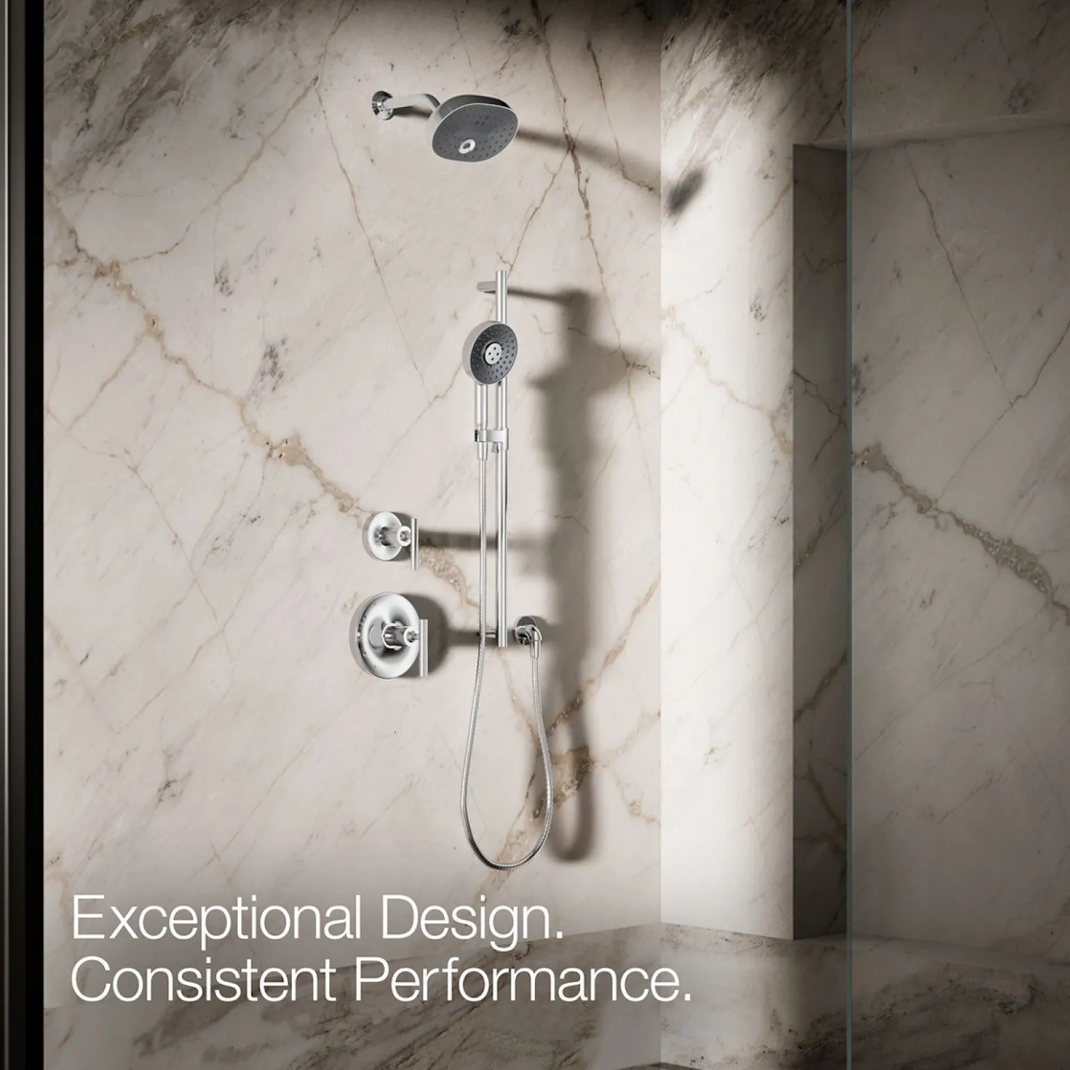 Round three-function handshower, 2.5 gpm