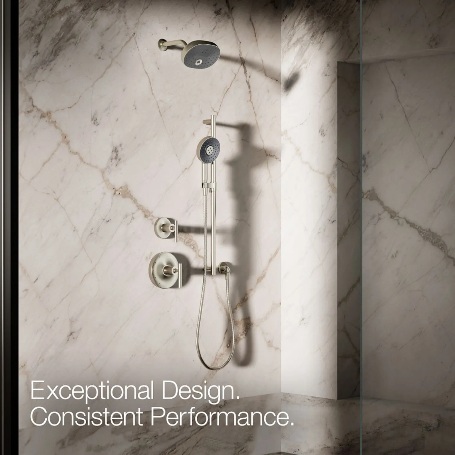 Round three-function handshower, 2.5 gpm
