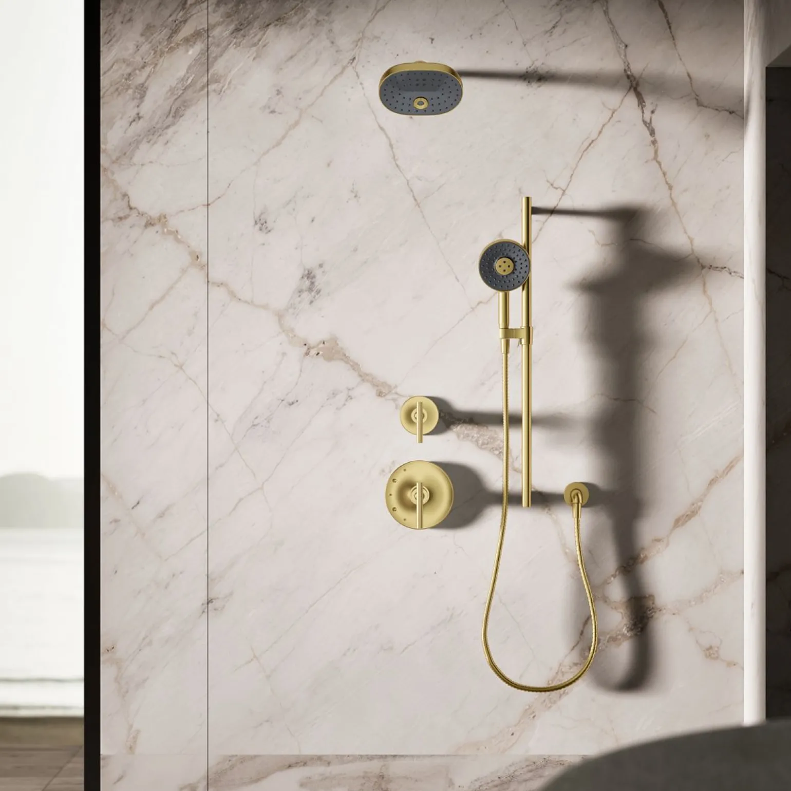 Round three-function handshower, 2.5 gpm