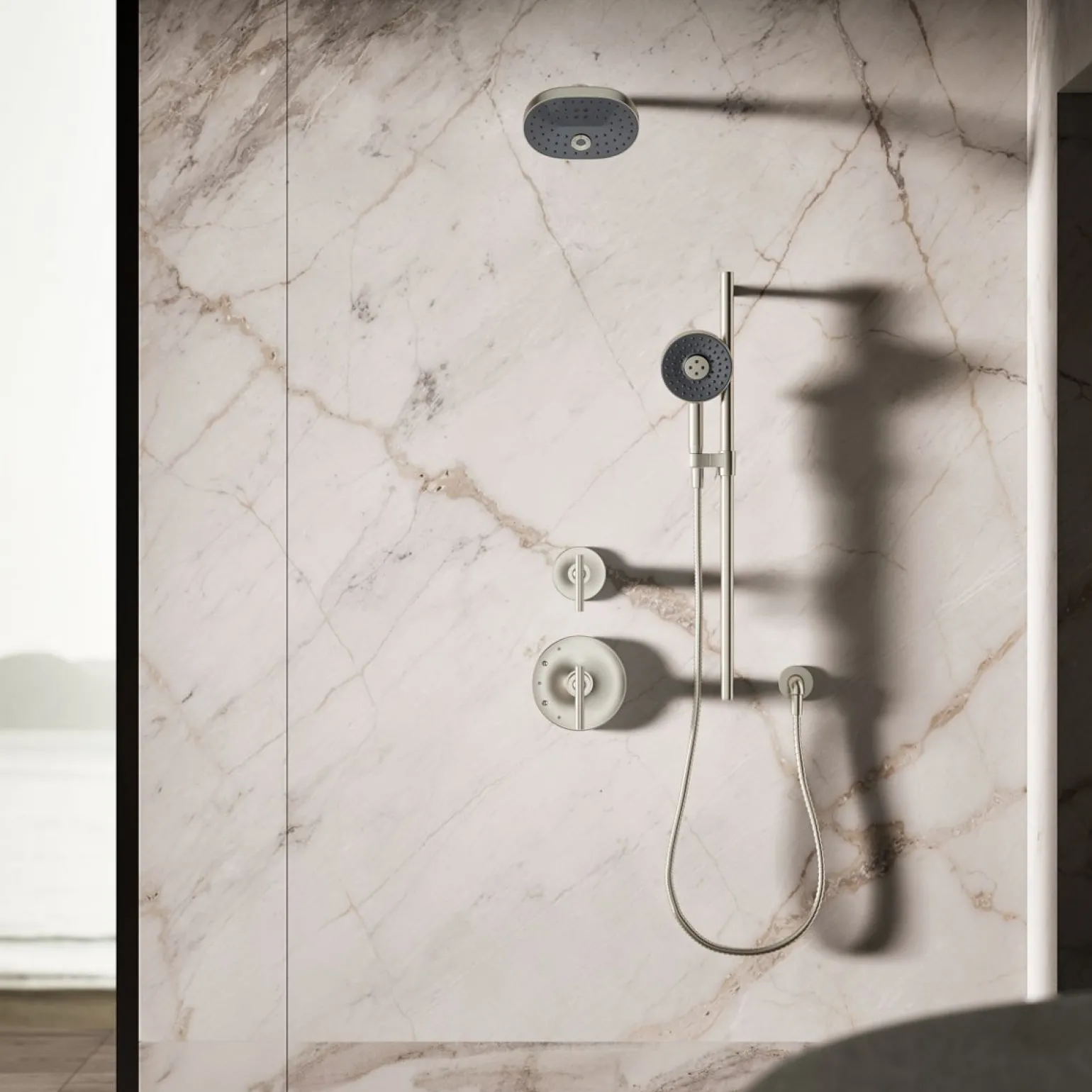 Round three-function handshower, 2.5 gpm