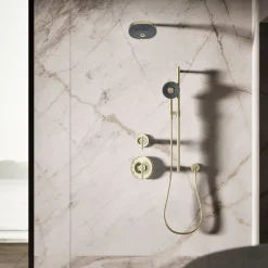 Round three-function handshower, 2.5 gpm