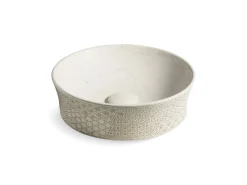 16" round vessel bathroom sink, no overflow