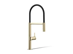 Semi-professional kitchen sink faucet with two-function sprayhead