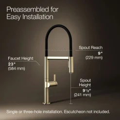 Semi-professional kitchen sink faucet with two-function sprayhead