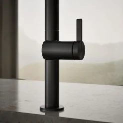 Semi-professional kitchen sink faucet with two-function sprayhead