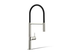 Semi-professional kitchen sink faucet with two-function sprayhead