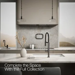Semi-professional kitchen sink faucet with two-function sprayhead
