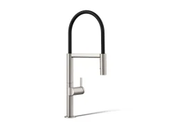 Semi-professional kitchen sink faucet with two-function sprayhead