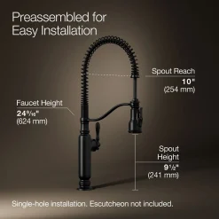 Semi-professional kitchen sink faucet with three-function sprayhead