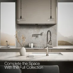 Semi-professional kitchen sink faucet with three-function sprayhead