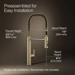 Semi-professional kitchen sink faucet with three-function sprayhead