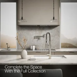 Semi-professional kitchen sink faucet with three-function sprayhead