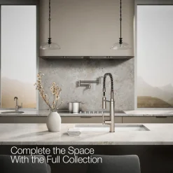 Semi-professional kitchen sink faucet with three-function sprayhead