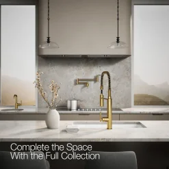 Semi-professional kitchen sink faucet with three-function sprayhead