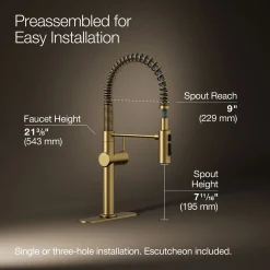 Semi-professional kitchen sink faucet with three-function sprayhead