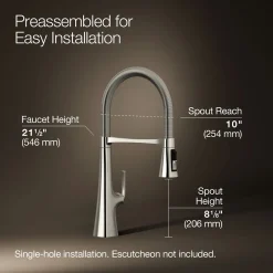 Semi-professional kitchen sink faucet with three-function sprayhead