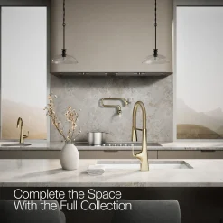 Semi-professional kitchen sink faucet with three-function sprayhead
