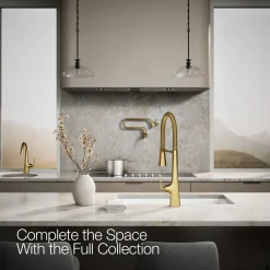 Semi-professional kitchen sink faucet with three-function sprayhead
