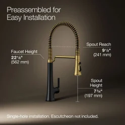 Semi-professional pull-down kitchen sink faucet with three-function sprayhead