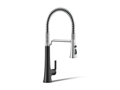 Semi-professional pull-down kitchen sink faucet with three-function sprayhead