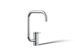 Single-handle bar sink faucet with two-function extended-reach spout