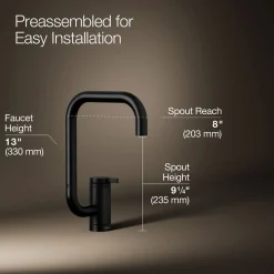 Single-handle bar sink faucet with two-function extended-reach spout