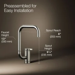 Single-handle bar sink faucet with two-function extended-reach spout