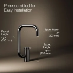 Single-handle bar sink faucet with two-function extended-reach spout